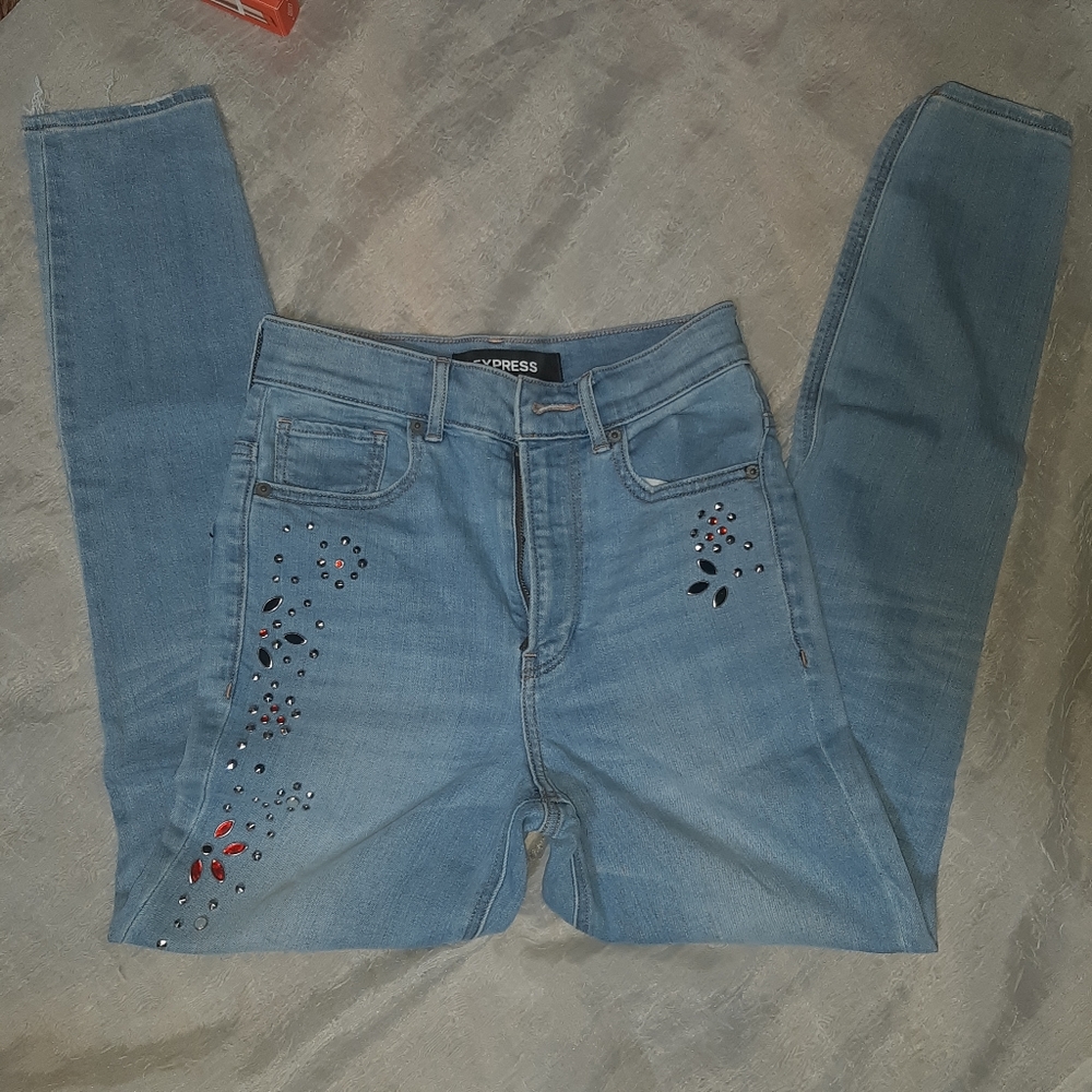 Bling Jeweled High-Rise Skinny Jeans        ☆ - Picture 4 of 7